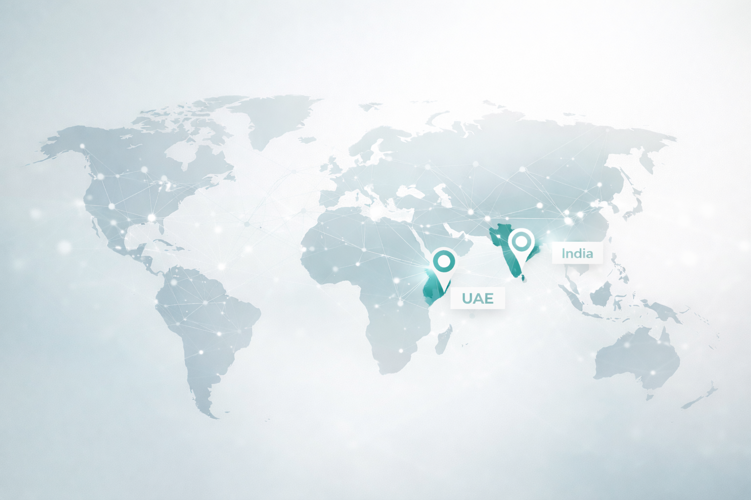 Oglitz global presence map highlighting India and Dubai